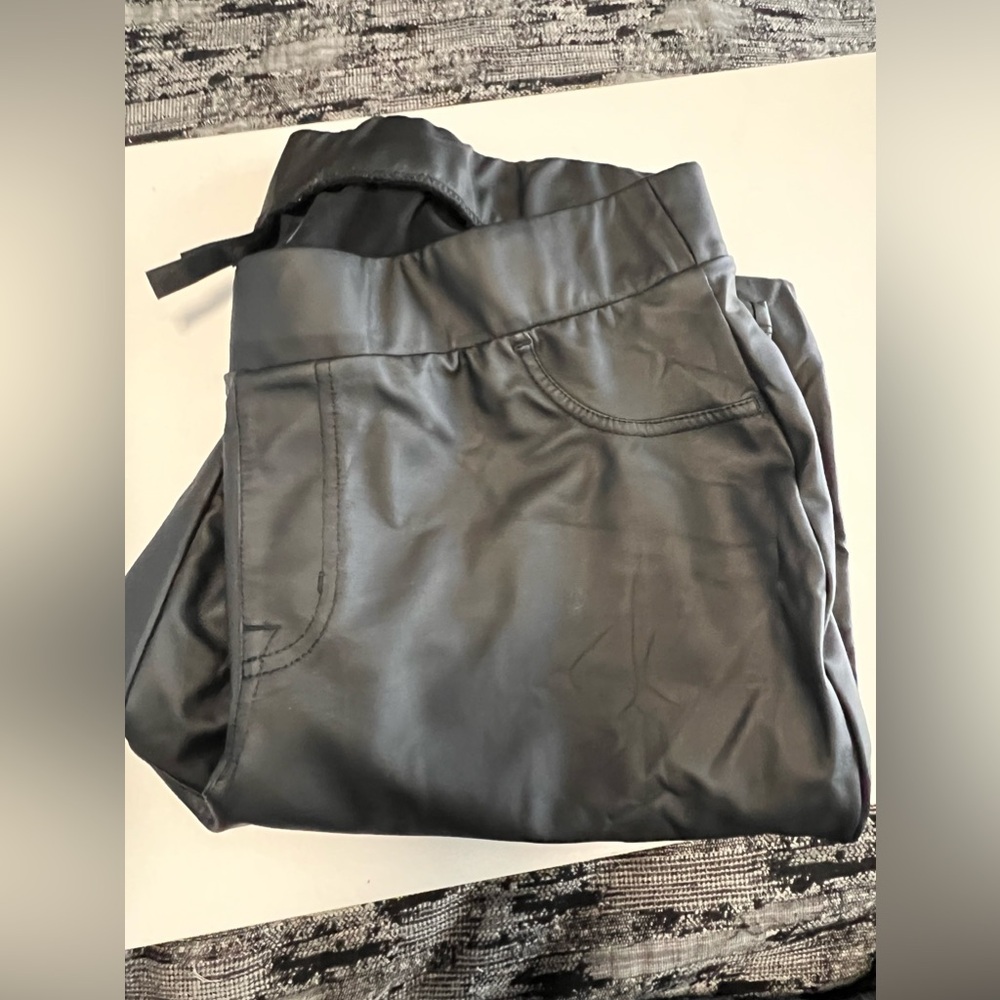 black faux leather leggings